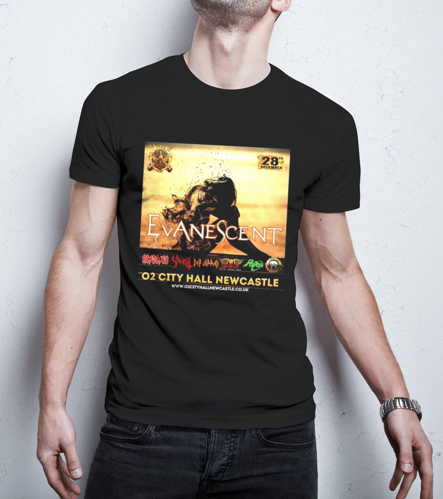 Evanescent Live At O2 City Hall Newcastle With AC/DC Ghost Def Leppard And Poison December 28th T-Shirt