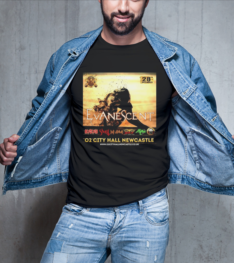 Evanescent Live At O2 City Hall Newcastle With AC/DC Ghost Def Leppard And Poison December 28th T-Shirt