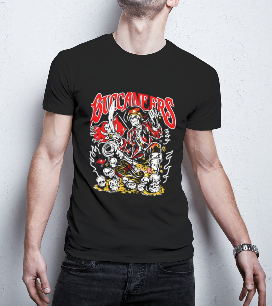 Tampa Bay Buccaneers Pirate Skeleton With Treasure Chest T-Shirt