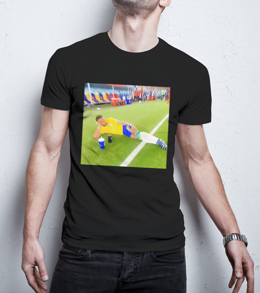 Neymar Jr Brazil Number 10 Relaxing Pitch Meme Iconic Soccer Moment T-Shirt