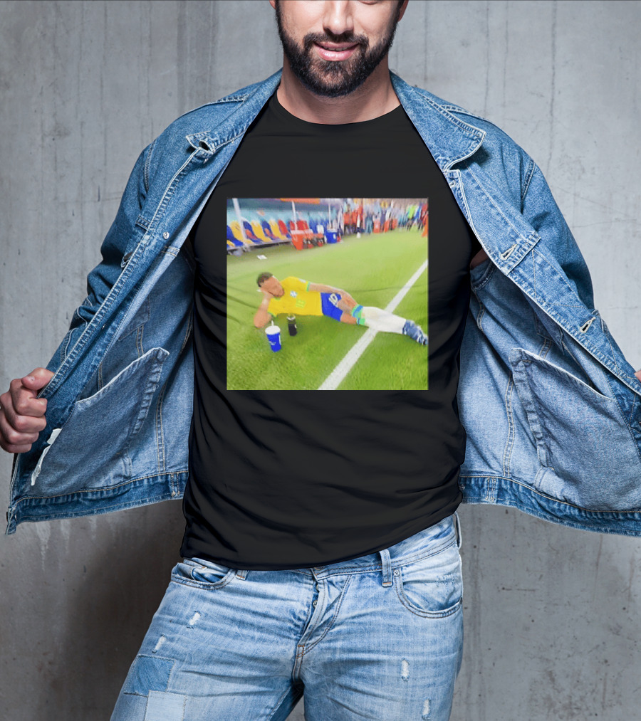 Neymar Jr Brazil Number 10 Relaxing Pitch Meme Iconic Soccer Moment T-Shirt