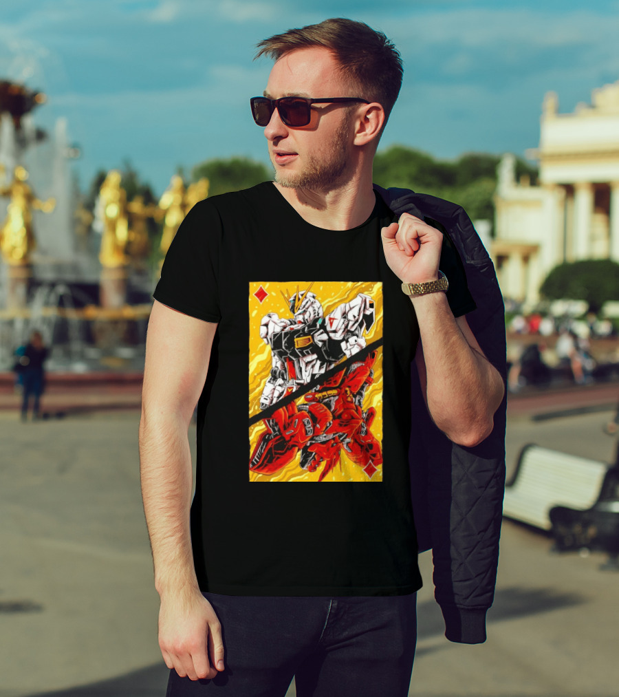 Nu Gundam Sazabi Mobile Suit Gundam Char's Counterattack Playing Card T-Shirt