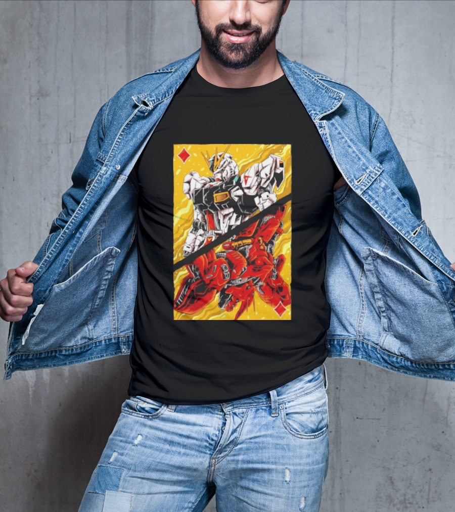 Nu Gundam Sazabi Mobile Suit Gundam Char's Counterattack Playing Card T-Shirt