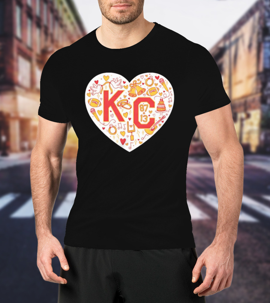 Travis Kelce Taylor KC 87 13 Kansas City Chiefs Football Love Heart T-Shirt