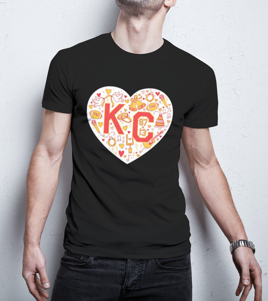 Travis Kelce Taylor KC 87 13 Kansas City Chiefs Football Love Heart T-Shirt