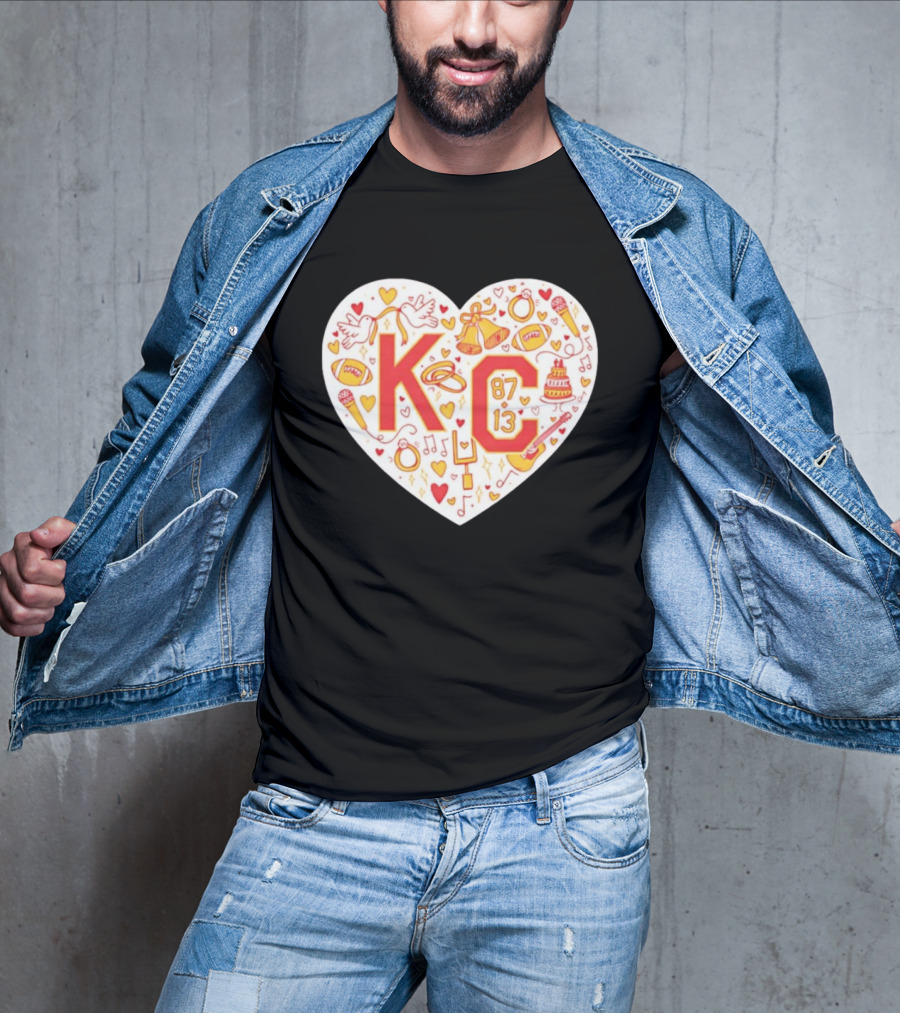 Travis Kelce Taylor KC 87 13 Kansas City Chiefs Football Love Heart T-Shirt
