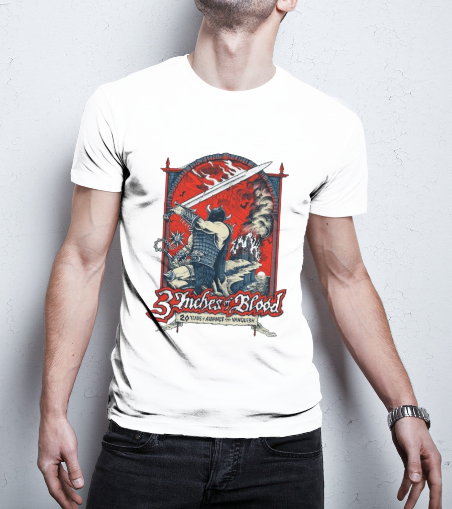 3 Inches Of Blood 20 Years Of Advance And Vanquish Alberta Nov 22 23 2026 T-Shirt