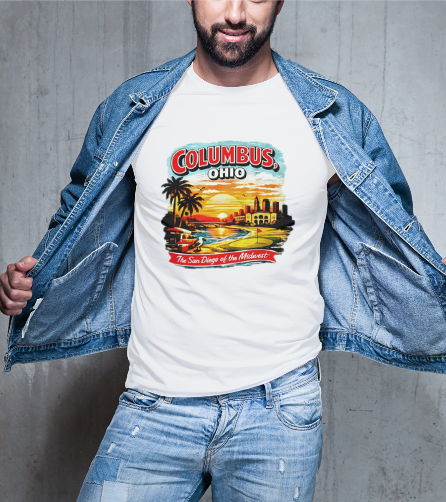 Columbus Ohio The San Diego Of The Midwest Sunset Skyline And Palm Trees T-Shirt