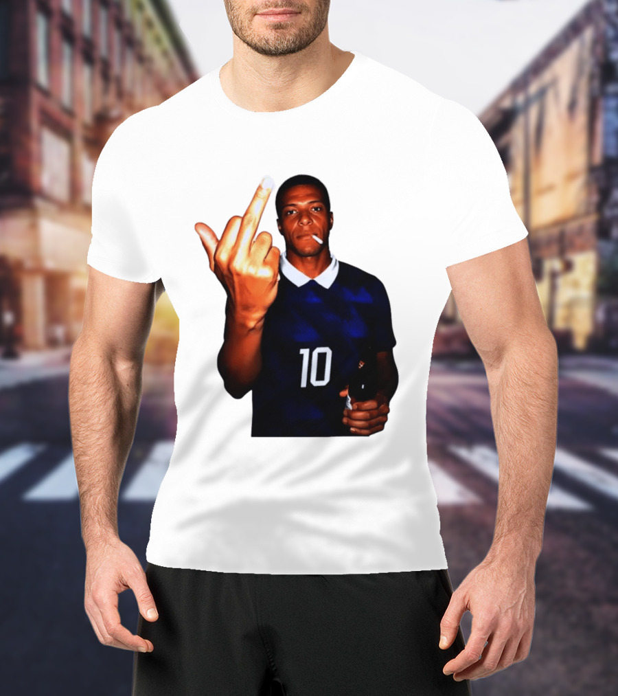 Kylian Mbappe Number 10 Edgy Gesture With Cigarette And Drink T-Shirt