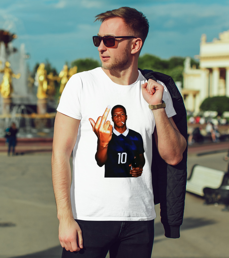 Kylian Mbappe Number 10 Edgy Gesture With Cigarette And Drink T-Shirt