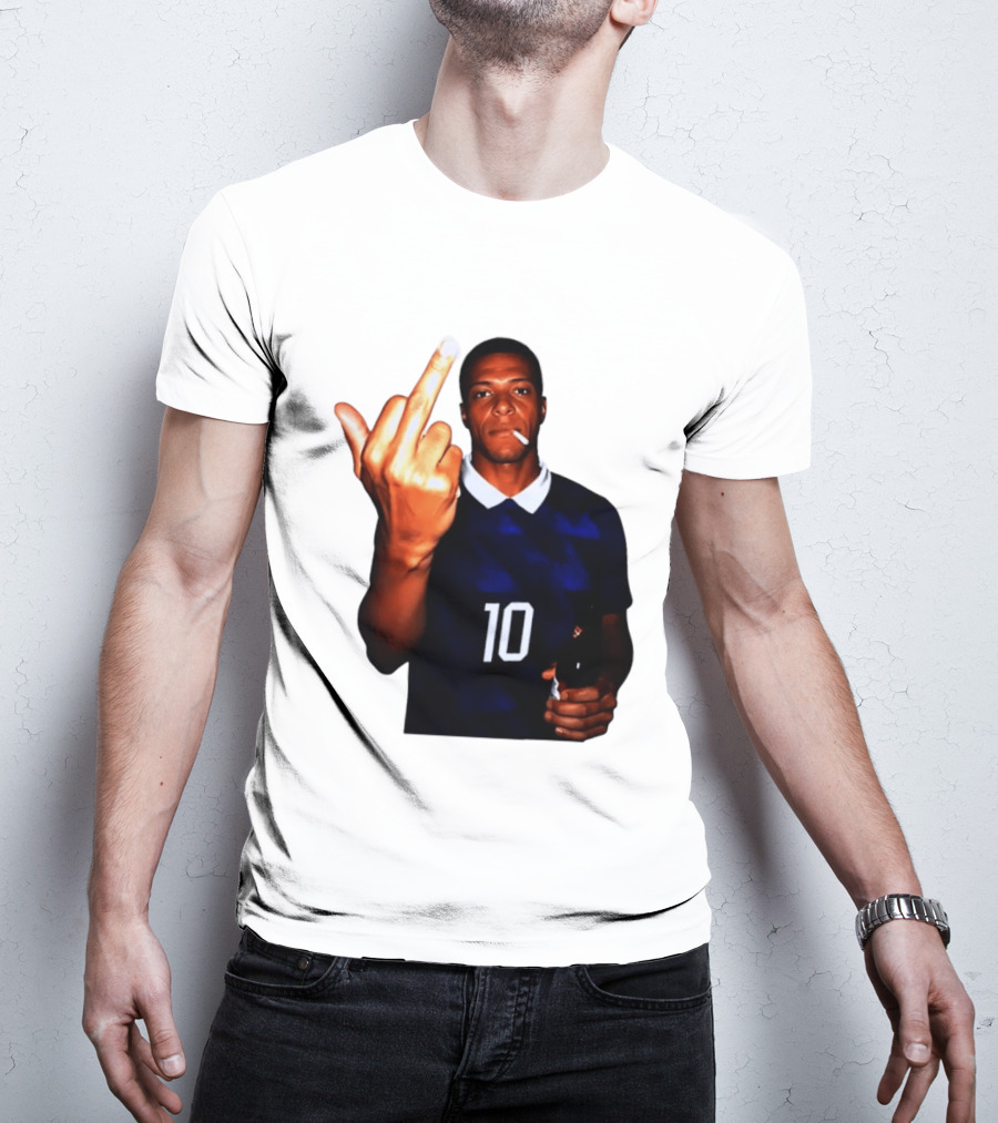 Kylian Mbappe Number 10 Edgy Gesture With Cigarette And Drink T-Shirt