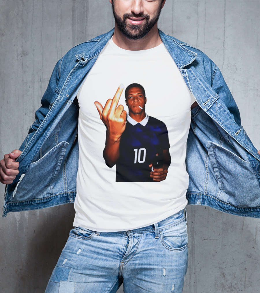 Kylian Mbappe Number 10 Edgy Gesture With Cigarette And Drink T-Shirt