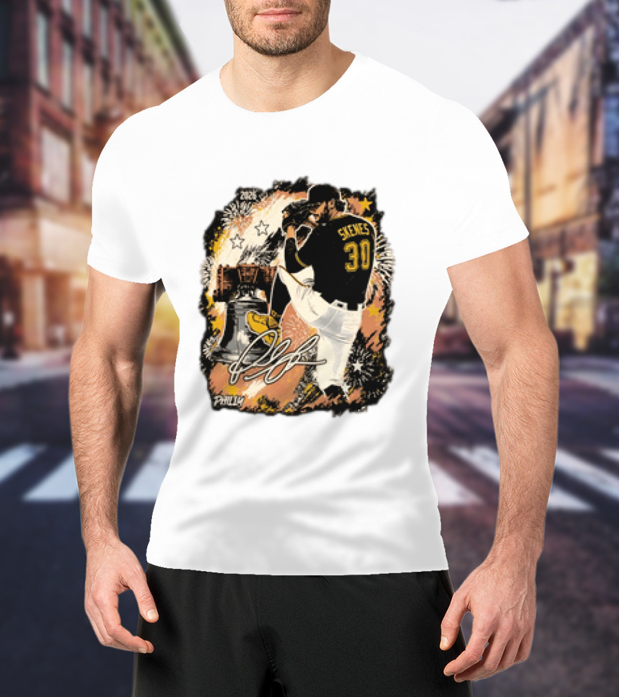 Pittsburgh Pirates Paul Skenes 30 MLB Players All Star Philly Collaboration Liberty Bell Fireworks T-Shirt