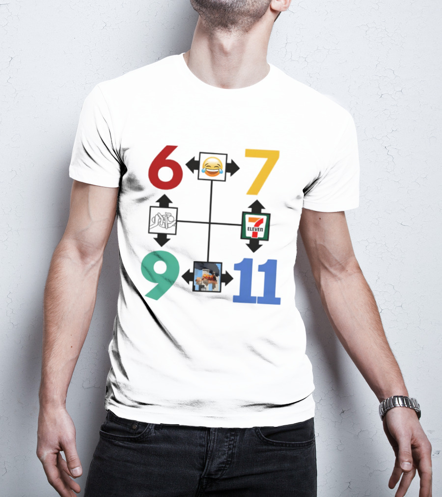Six Seven 6 7 9 11 Emoji Wojak Meme Diagram Edgy Dark Humor T-Shirt