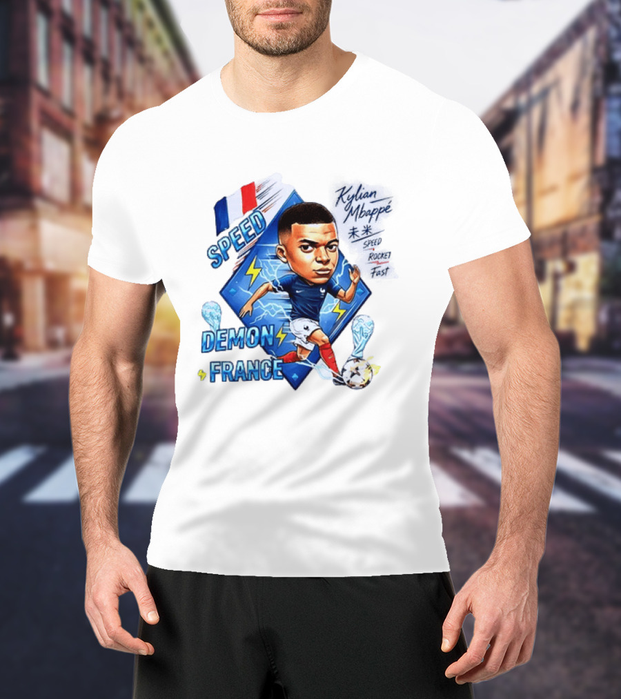 Kylian Mbappe Speed Demon France Future Rocket Fast Lightning Soccer Hero T-Shirt