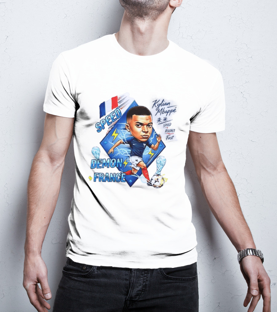 Kylian Mbappe Speed Demon France Future Rocket Fast Lightning Soccer Hero T-Shirt