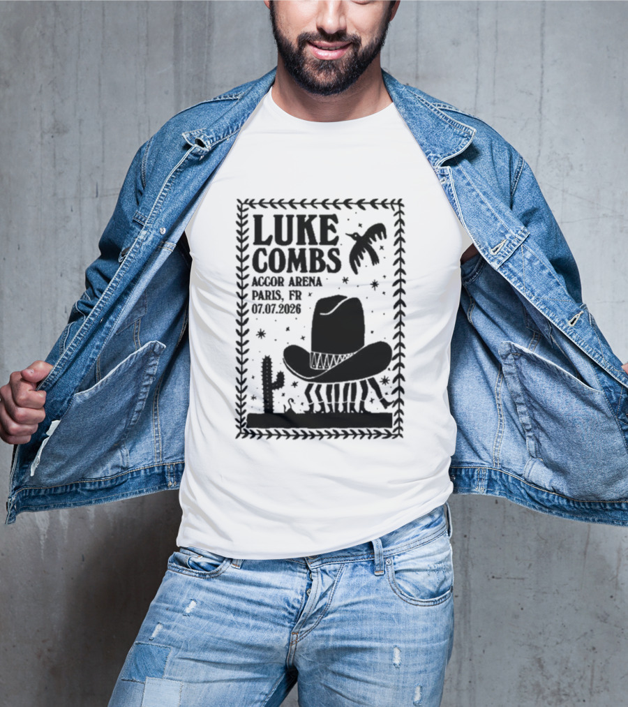 Luke Combs Paris Accor Arena July 07 2026 Western Theme Cowboy Hat Desert Cactus T-Shirt
