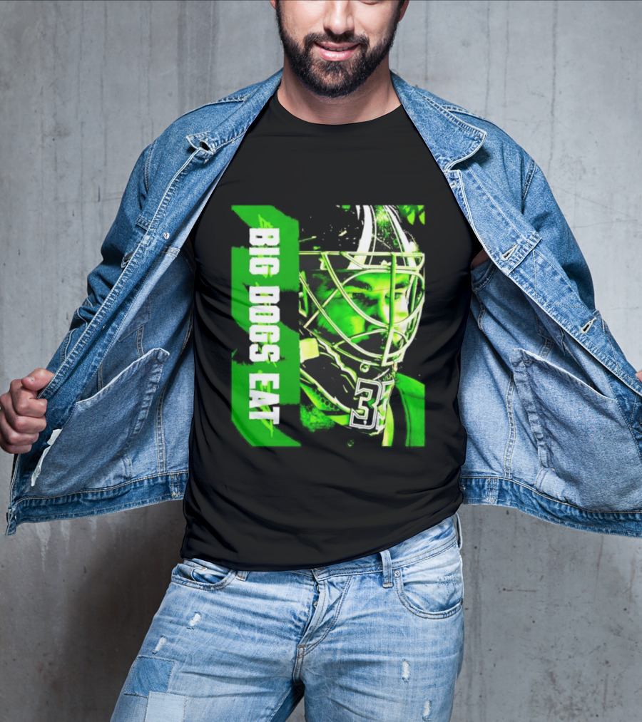 Big Dogs Eat Hockey Goalie 33 Green Masked Player T-Shirt