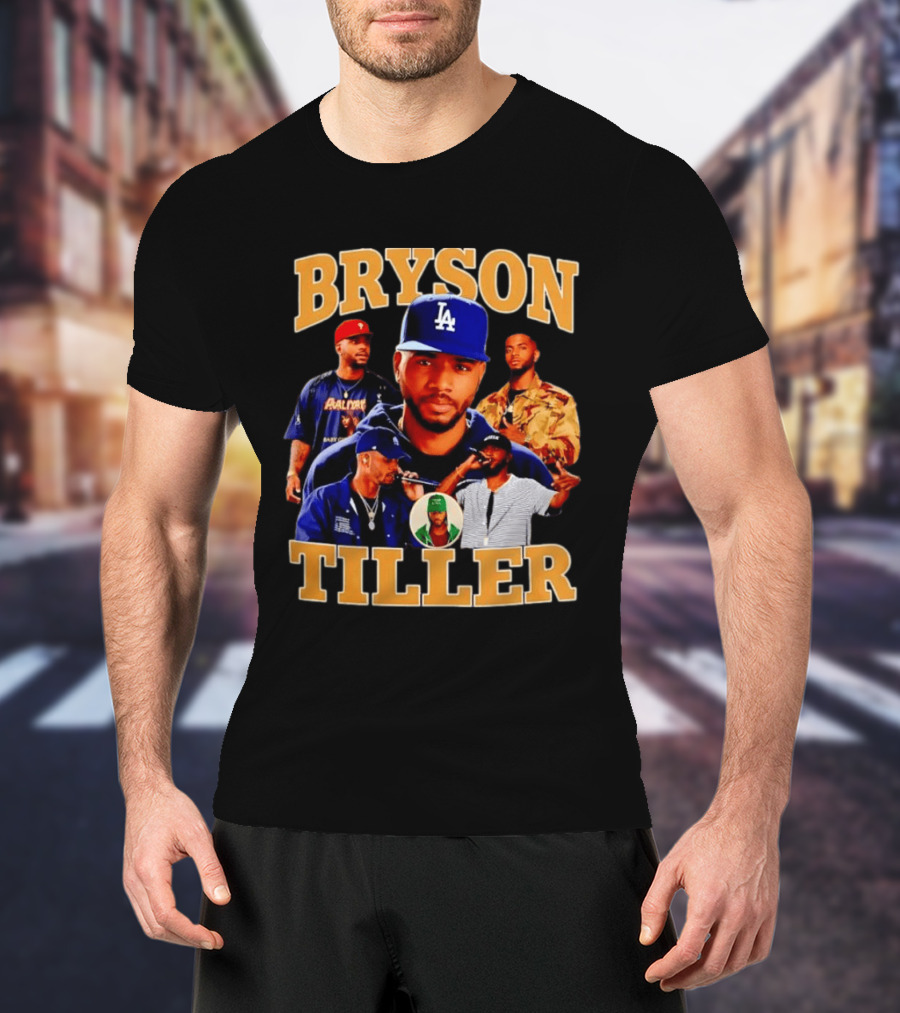Bryson Tiller Collage With LA Cap And Multiple Outfits T-Shirt