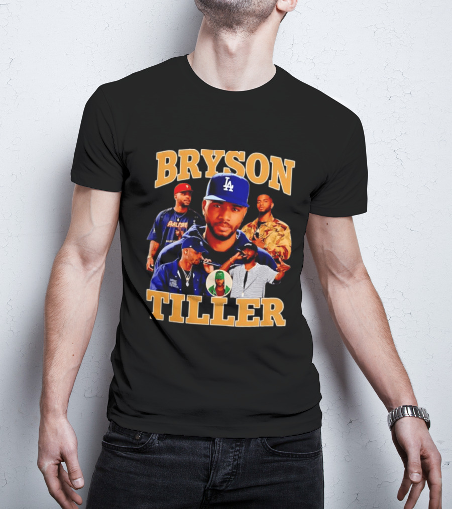 Bryson Tiller Collage With LA Cap And Multiple Outfits T-Shirt