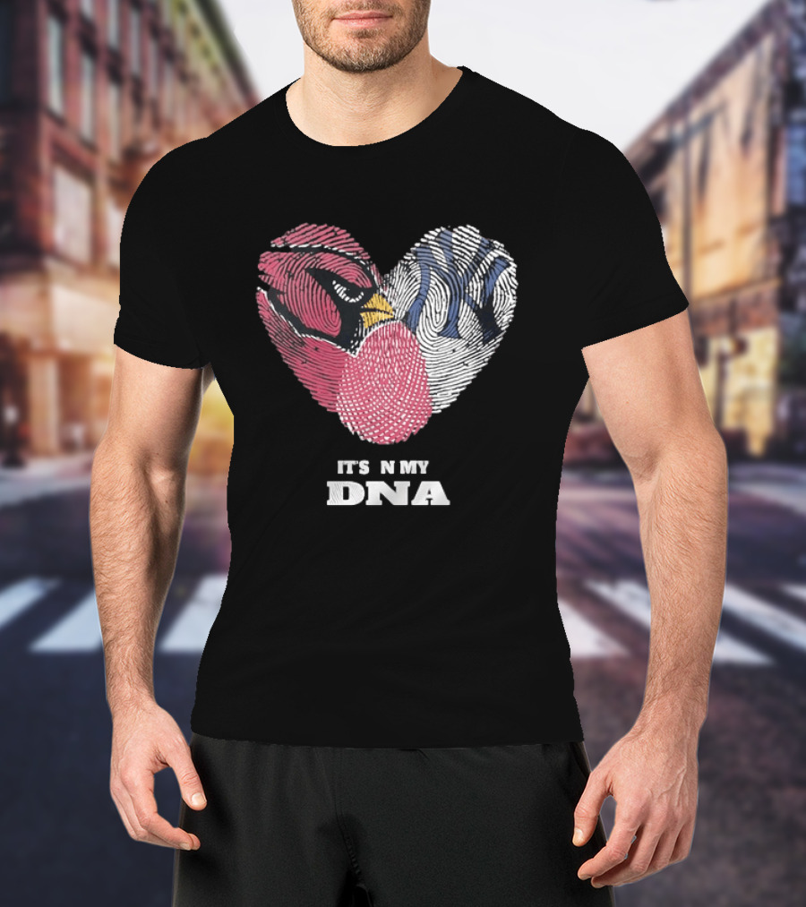 Cardinals Yankees It's In My DNA Fingerprint Heart Fan T-Shirt