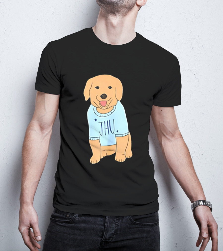 JHU Puppy In Light Blue Sweater T-Shirt