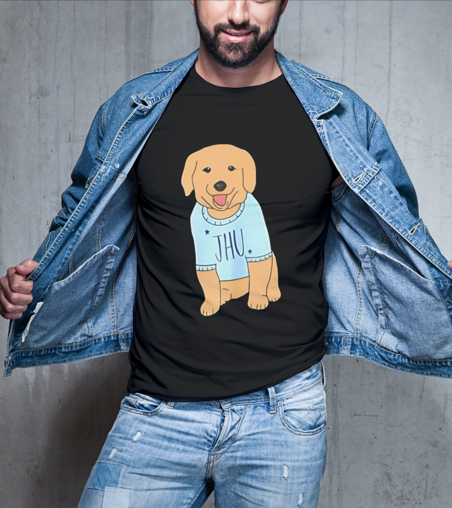 JHU Puppy In Light Blue Sweater T-Shirt