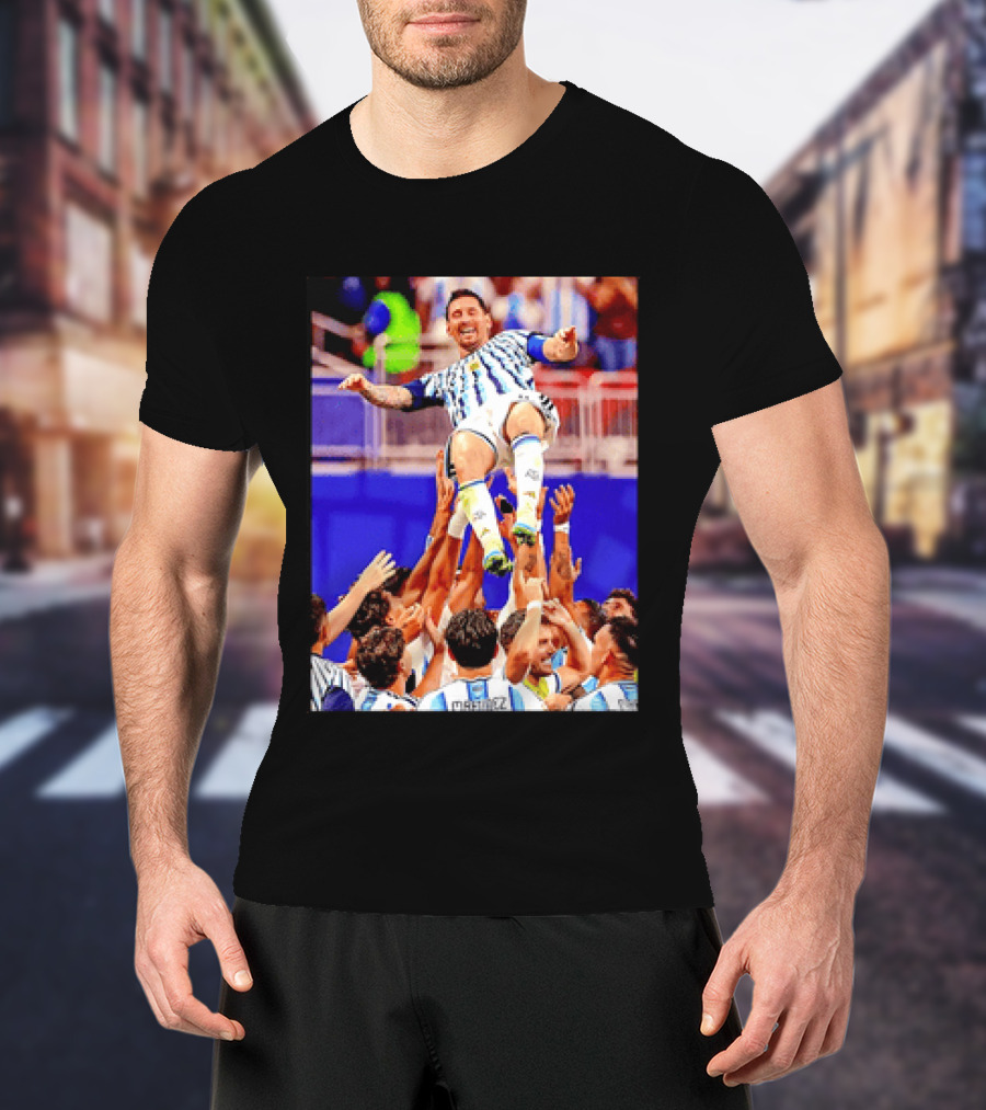 Lionel Messi Argentina Victory Celebration Team Lift T-Shirt