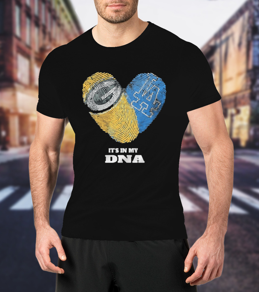 Green Bay Packers Los Angeles Dodgers It's In My DNA Fingerprint Heart T-Shirt