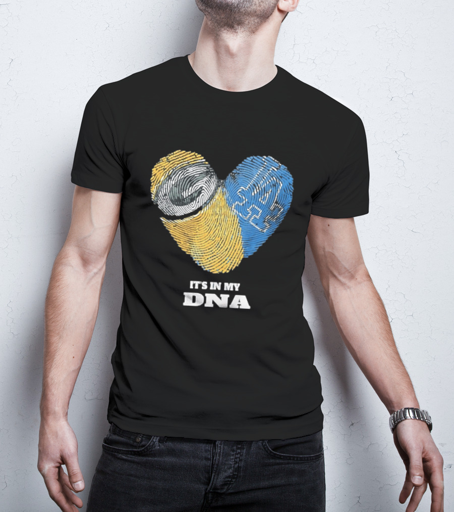 Green Bay Packers Los Angeles Dodgers It's In My DNA Fingerprint Heart T-Shirt