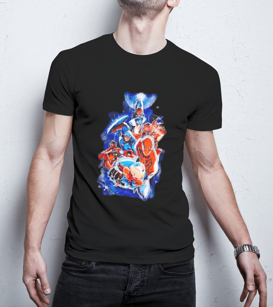 Marvel Captain America Spider Man Doctor Strange Avengers Team Mashup T-Shirt