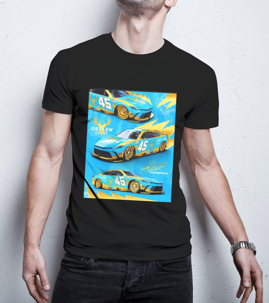 Tyler Reddick 45 Outlaw Light NASCAR Cup Series Toyota Camry Racing Car T-Shirt