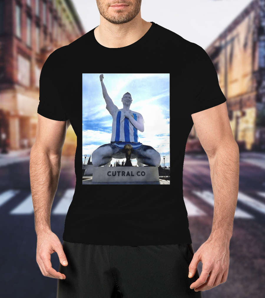 Messi Argentina Sculpture Cutral Co Legendary Statue Victory Celebration T-Shirt