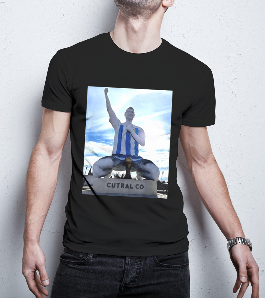 Messi Argentina Sculpture Cutral Co Legendary Statue Victory Celebration T-Shirt