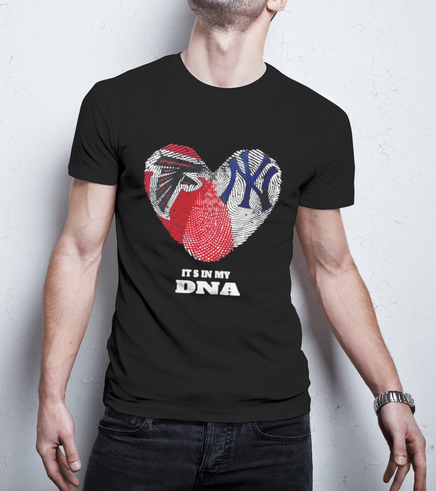 Atlanta Falcons New York Yankees It's In My DNA Fingerprint Heart T-Shirt