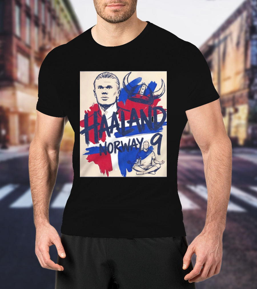 Norway Haaland Number 9 Viking Helmet Football T-Shirt