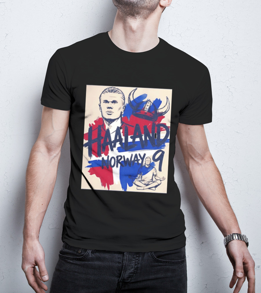 Norway Haaland Number 9 Viking Helmet Football T-Shirt
