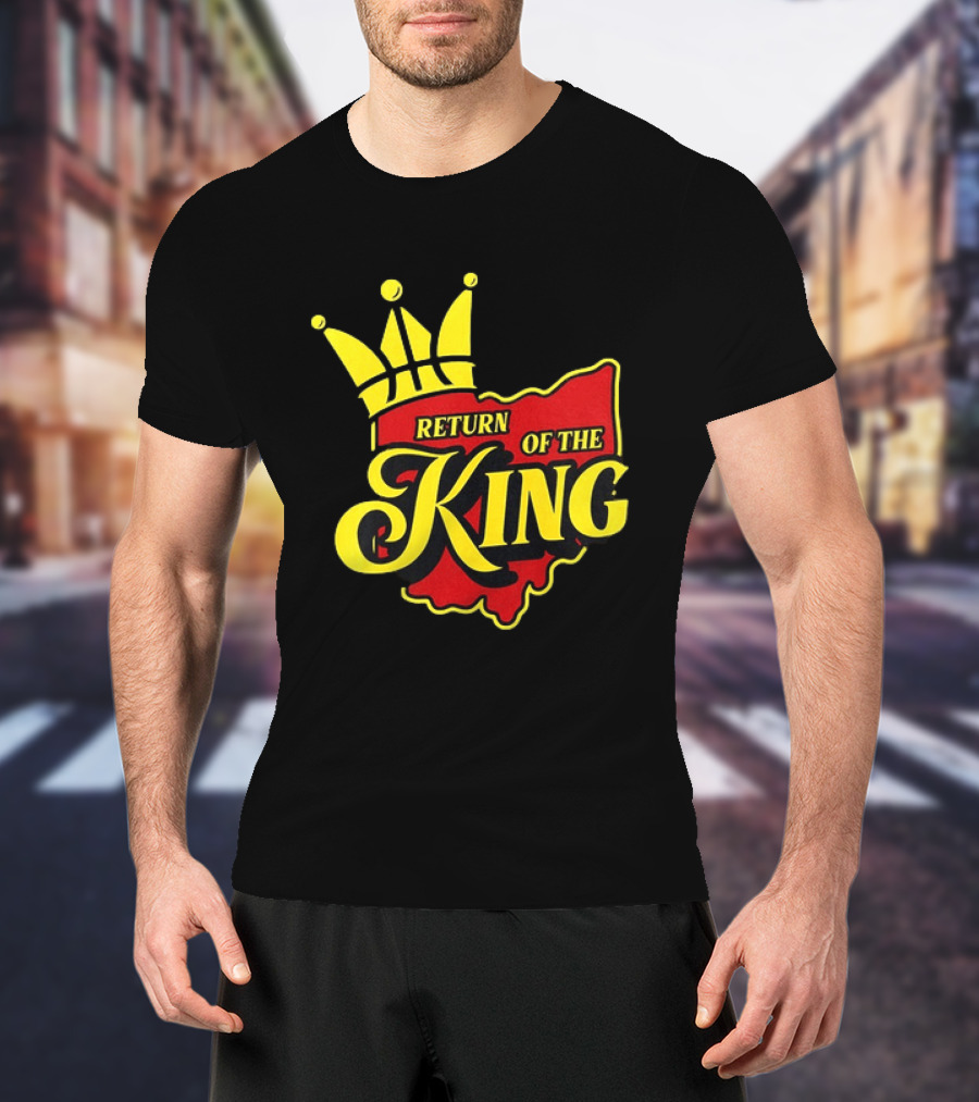 Return Of The King LeBron James Cleveland Cavaliers Basketball Crown Ohio Map T-Shirt