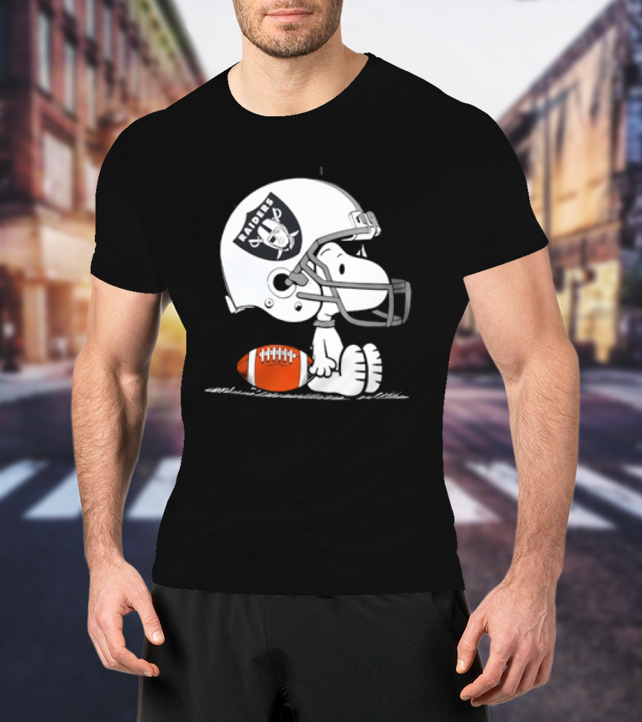 Snoopy Las Vegas Raiders Football Helmet Collaboration Peanuts NFL T-Shirt