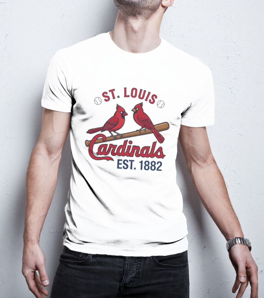 St Louis Cardinals Est 1882 Two Birds On Bat MLB Team T-Shirt