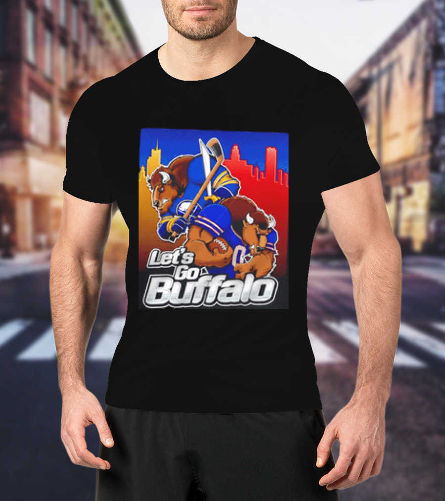 Let's Go Buffalo City Sports Teams Hockey Football Collage T-Shirt