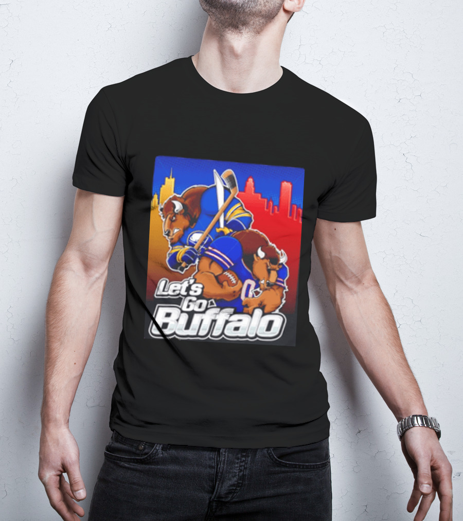 Let's Go Buffalo City Sports Teams Hockey Football Collage T-Shirt
