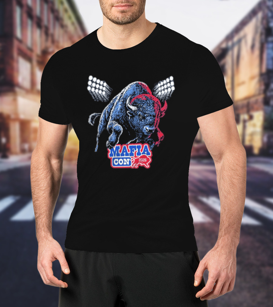 Mafia Con 2026 Buffalo Bills Bison Stadium Lights T-Shirt