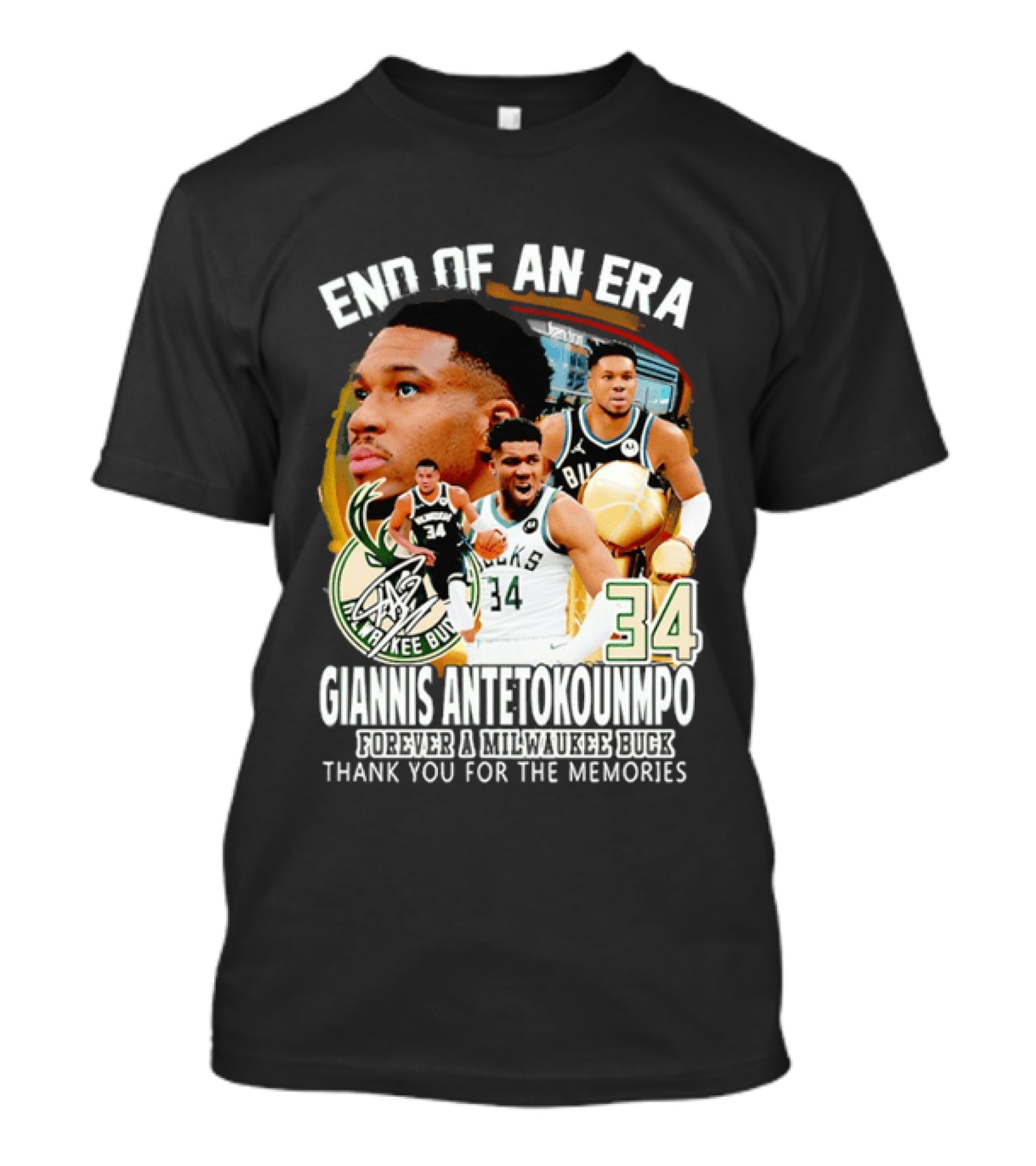 End Of An Era Giannis Antetokounmpo Milwaukee Bucks Thank You For The Memories T-Shirt