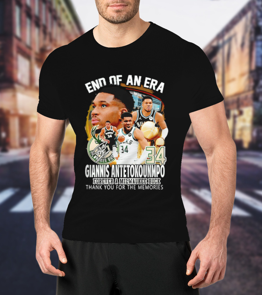 End Of An Era Giannis Antetokounmpo Milwaukee Bucks Thank You For The Memories T-Shirt