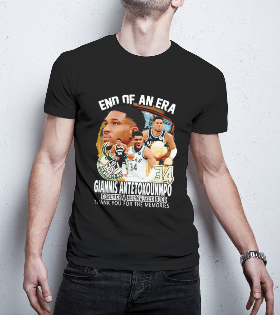 End Of An Era Giannis Antetokounmpo Milwaukee Bucks Thank You For The Memories T-Shirt