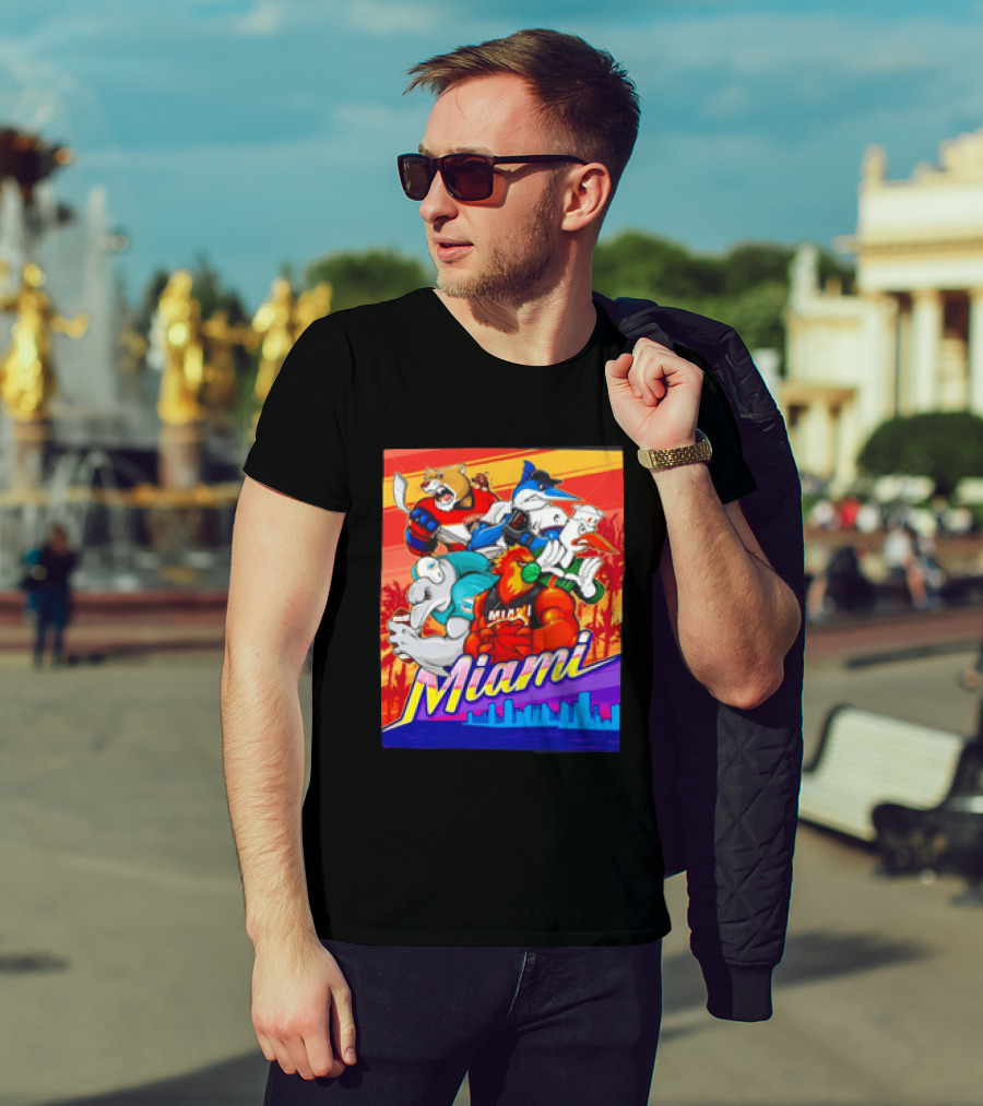 Miami Sports City Team Mascots Collage T-Shirt
