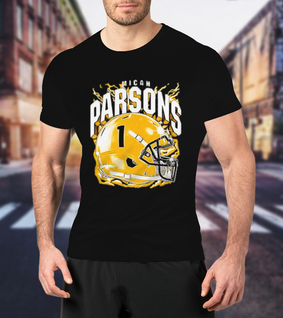 Micah Parsons No 1 Football Helmet Explosion T-Shirt
