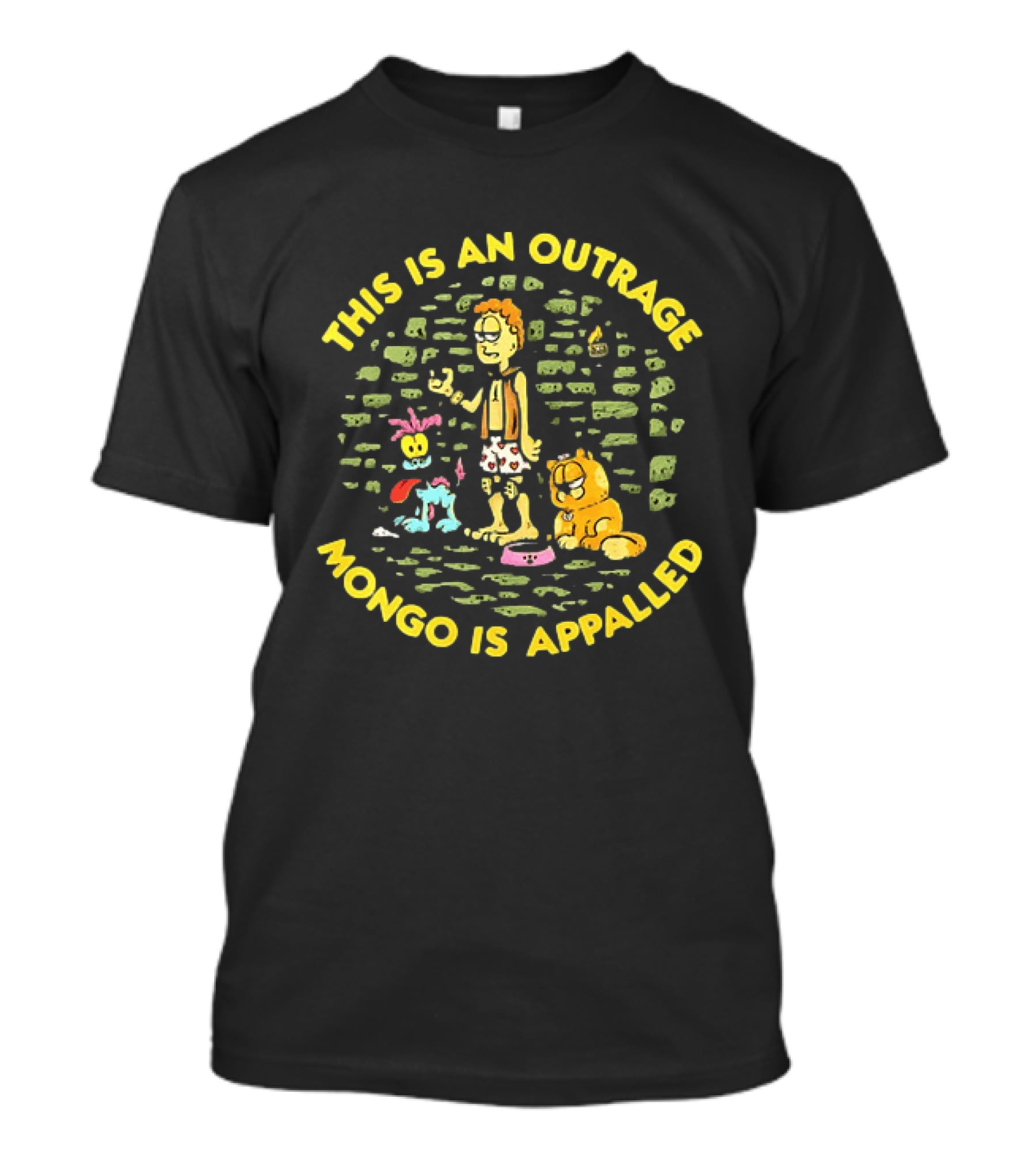 This Is An Outrage Mongo Is Appalled Garfield Tv Cartoon Odie Comedy T-Shirt