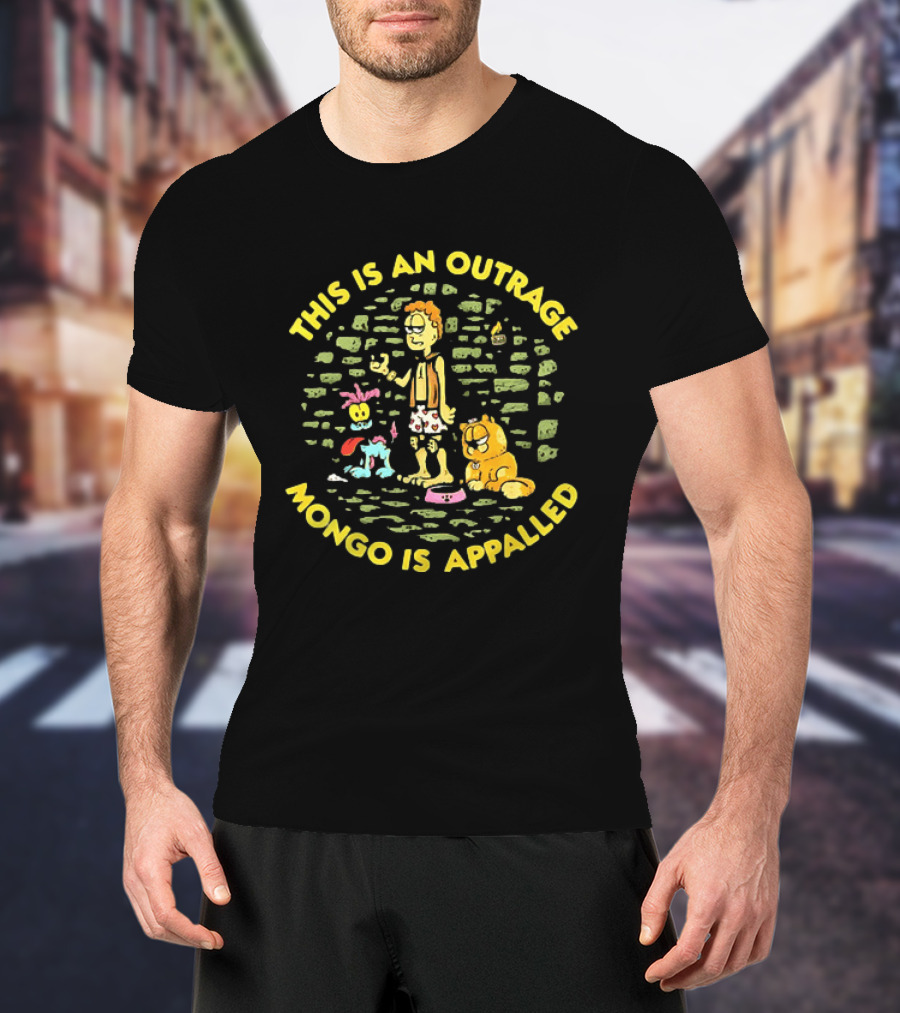 This Is An Outrage Mongo Is Appalled Garfield Tv Cartoon Odie Comedy T-Shirt